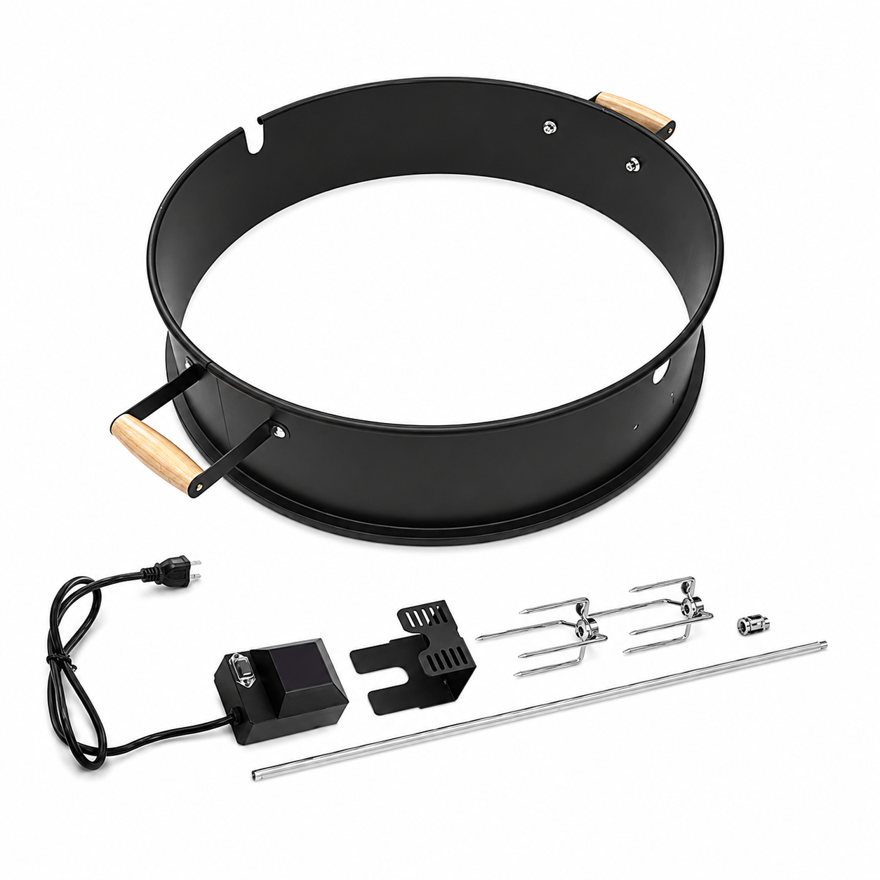 ChefPro 57cm rotisserie kit black version full component set including ring motor spit rod and forks