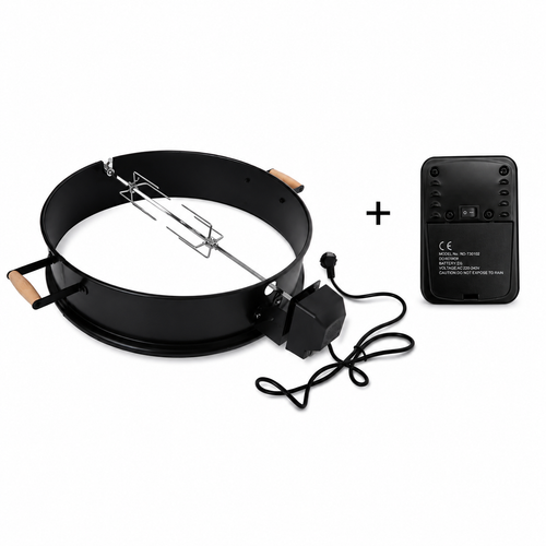 ChefPro 57cm rotisserie kit black ring with spit rod motor and remote control included