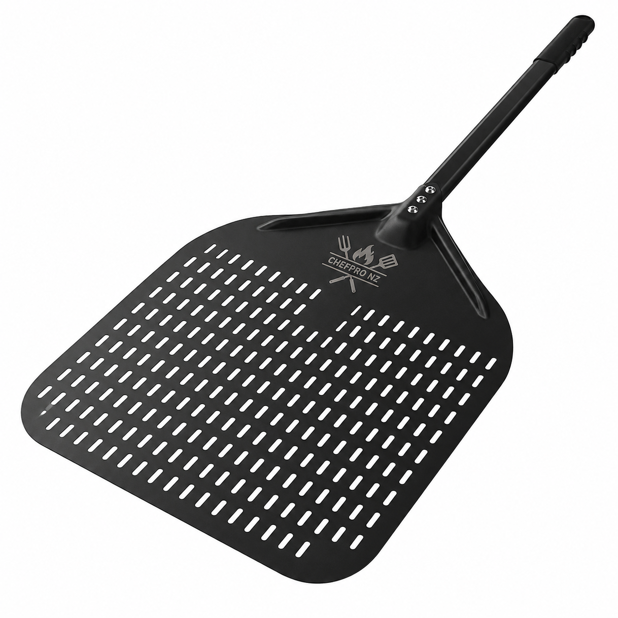 ChefPro NZ black anodised perforated aluminium pizza peel for 12 inch pizza oven