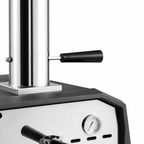 ChefPro NZ 13 inch wood pellet pizza oven close-up of stainless steel chimney stack and built-in temperature gauge