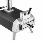 ChefPro NZ 13 inch wood pellet pizza oven top angle view showing pellet hopper and removable fuel drawer