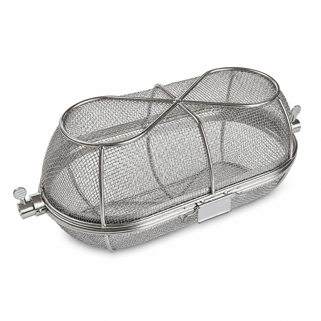 ChefPro NZ stainless steel mesh rotisserie tumble basket attachment for charcoal BBQ spit rod