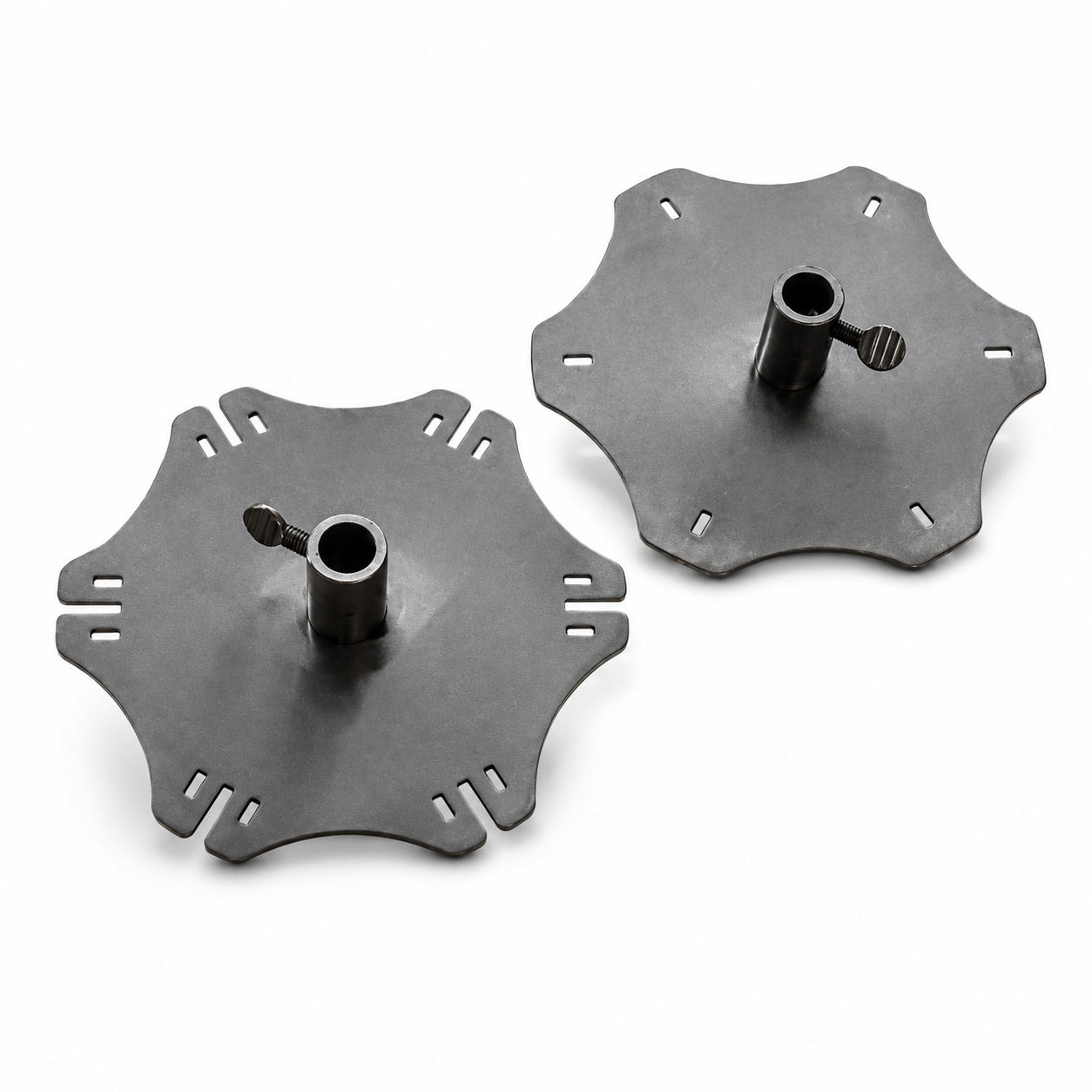 ChefPro NZ rotisserie BBQ pair of cast iron star-shaped spit rod end cap holders for charcoal BBQ